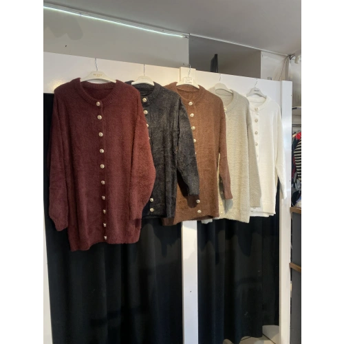 Premium Düğmeli Sakallı Triko Hırka