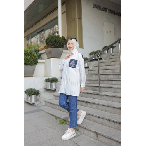 Taş Detaylı Kot Viskon Denim Takım