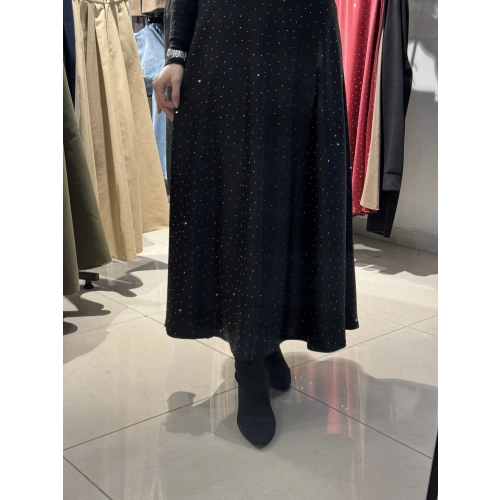 Taş Kaplamalı Viral Saten Etek