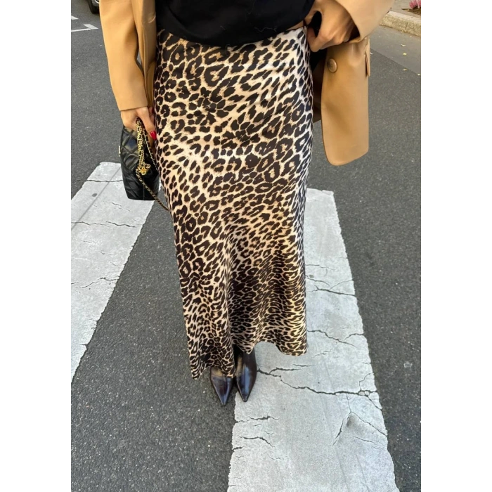 Leopar Desenli Atlas Saten Etek