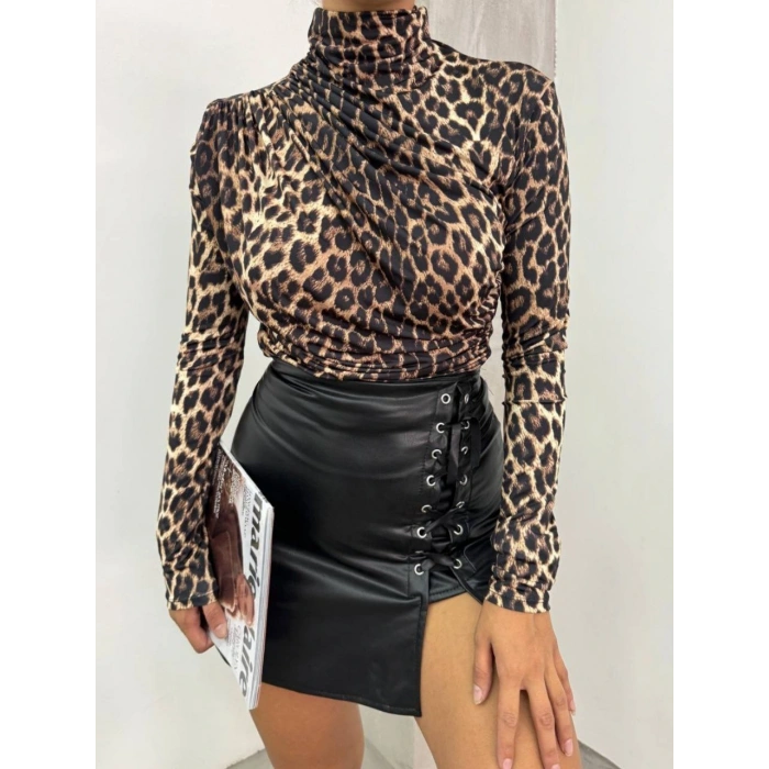 Leopar Desenli Sandy Bluz
