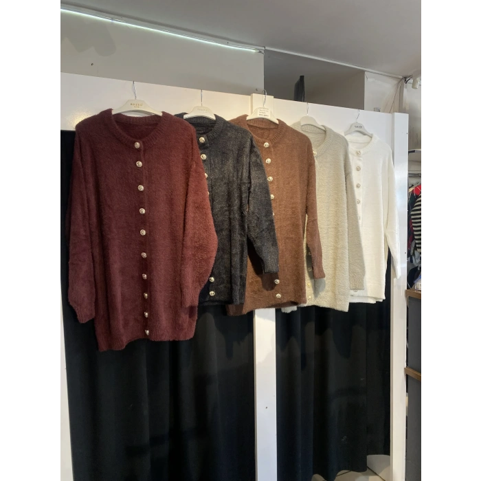 Premium Düğmeli Sakallı Triko Hırka