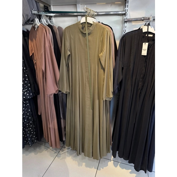 PREMİUM TENCEL KUMAŞ KEMERLİ ELBİSE