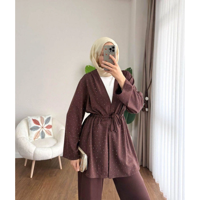 Taş Baskılı Kimono Takım