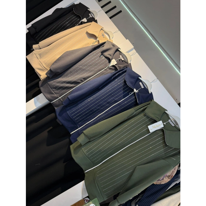 Taş Detaylı Bebe Yaka Modal Kumaş Fermuarlı Takım