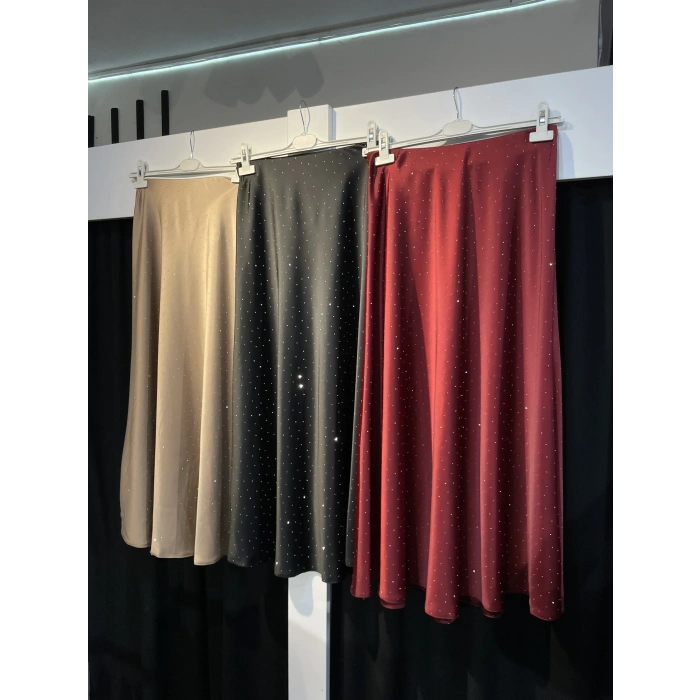 Taş Kaplamalı Viral Saten Etek