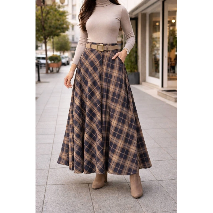 Premium Kalite Ekose Desenli Etek