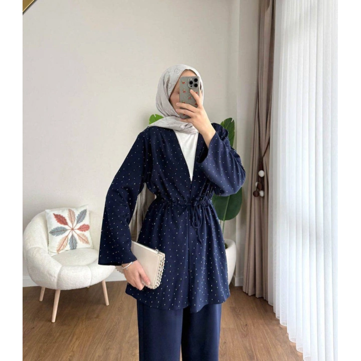 Taş Baskılı Kimono Takım