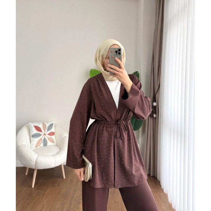 Taş Baskılı Kimono Takım