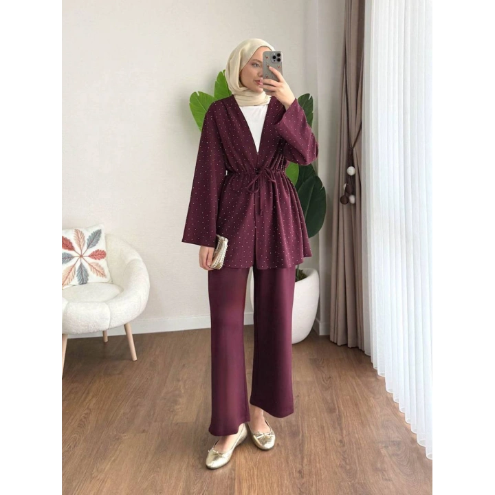 Taş Baskılı Kimono Takım