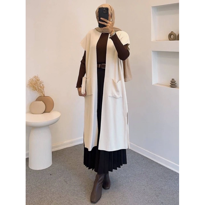 Uzun Cepli Triko Yelek