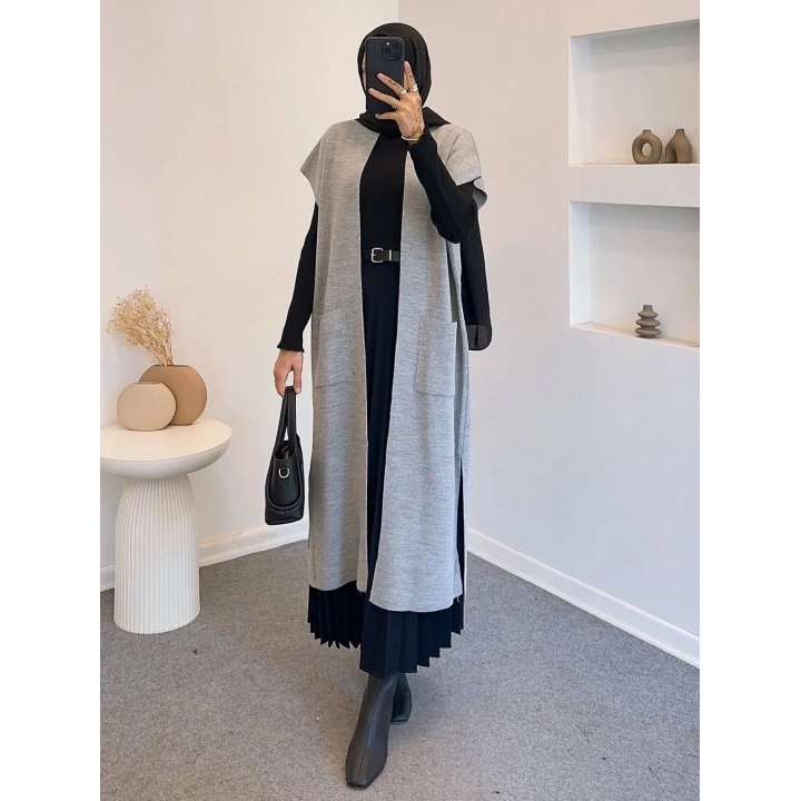 Uzun Cepli Triko Yelek