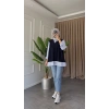 Kendinden Süveterli Standart Beden Çizgili Gömlek