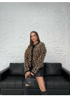 Leopar Desenli Kısa Hırka