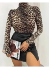 Leopar Desenli Sandy Bluz