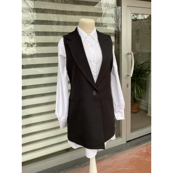 Kruvaze Yaka Blazer Yelek