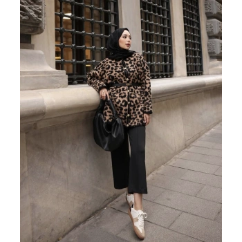 Leopar Desenli Hırka