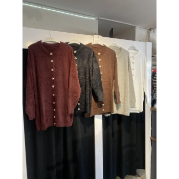 Premium Düğmeli Sakallı Triko Hırka