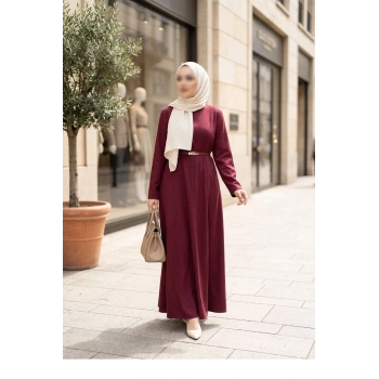 PREMİUM TENCEL KUMAŞ KEMERLİ ELBİSE
