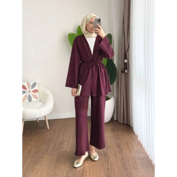 Taş Baskılı Kimono Takım