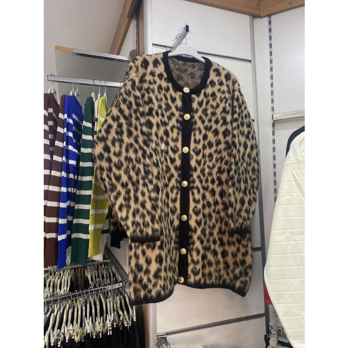 Leopar Desenli Hırka