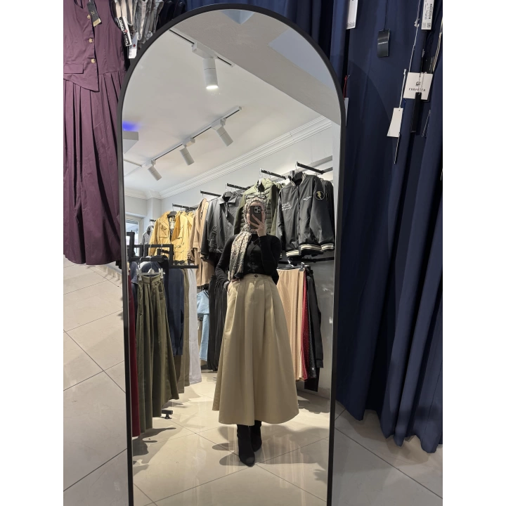 Pileli Gabardin Etek