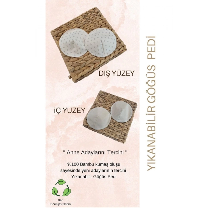 Bambu Desenli Sızdırmaz Yıkanabilir Anne Göğüs Pedi ( 2 Çift )