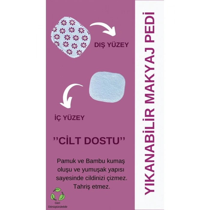 3lü Yıkanabilir Makyaj Temizleme Pedi