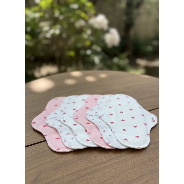 Bambu Yıkanabilir Doğal Kadın Pedi 6lı (NORMAL) - Koyu Pembe