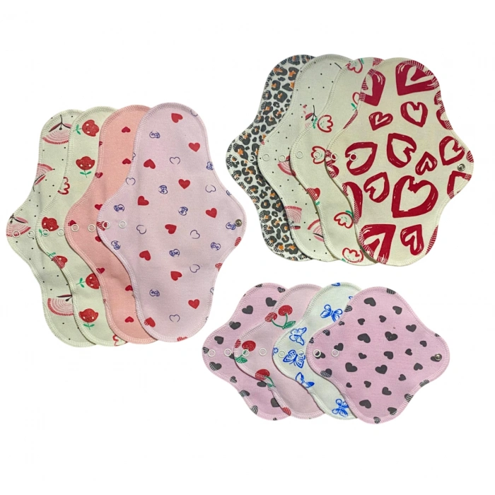 Yıkanabilir Doğal Kadın Pedi (12li Karışık Renk )