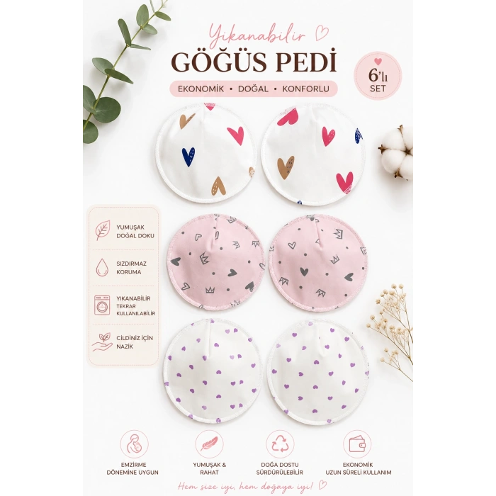 Bambu Sızdırmaz Yıkanabilir Göğüs Pedi ( 3 Çift )