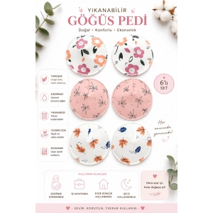 Bambu Desenli Sızdırmaz Yıkanabilir Anne Göğüs Pedi ( 3Çift )