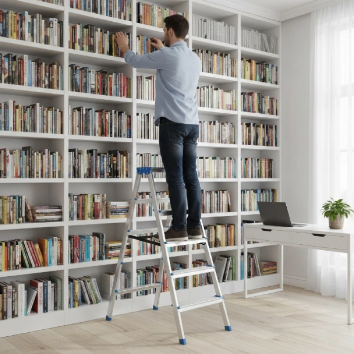 5+5 Çift Basamaklı Alüminyum Metal Merdiven