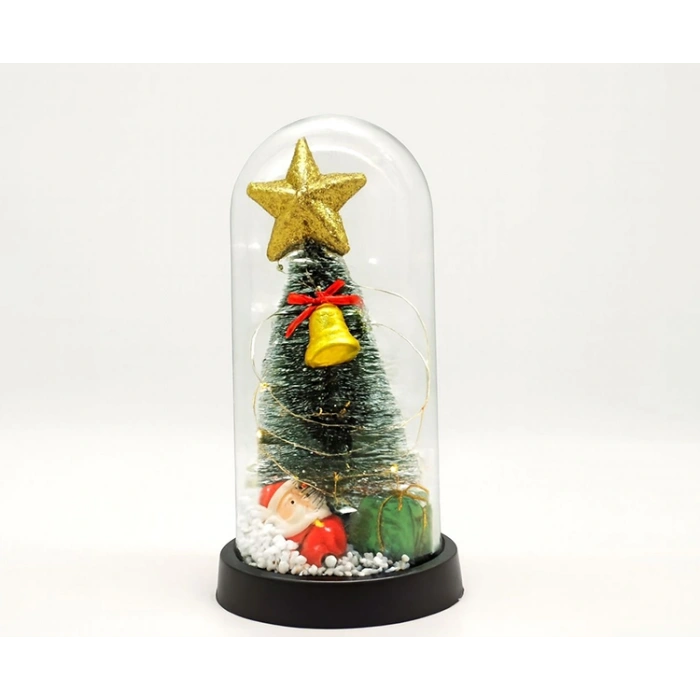 Yılbaşı Temalı Işıklı Dekoratif Cam Fanus - Model 6