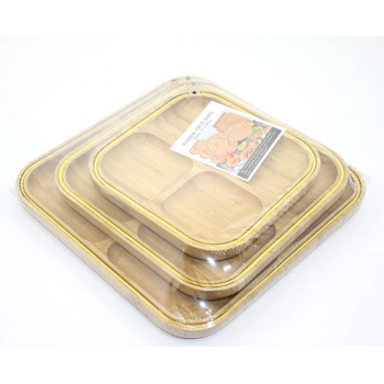 3lü Ahşap Kahvaltı Çerez Ve Meyve Sunum Tabağı