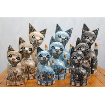 Ahşap 3lü Kedi Seti 40 Cm