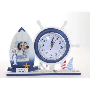 Ahşap Marin Dümenli Çerçeveli Saat Model 1