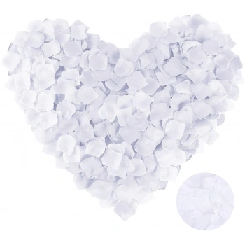 Beyaz Renk Gül Yaprağı Şekilli Konfeti - 10 Paket 1000 Adet