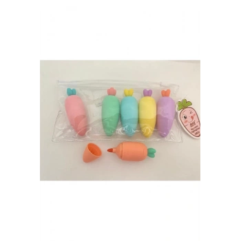 Havuç Tasarımlı Fosforlu Kalem Seti