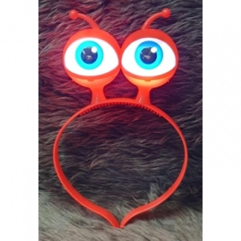 Led Işıklı & Pilli Uzaylı Göz Parti Tacı Kırmızı Renk