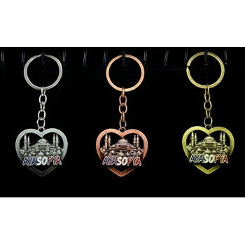 Metal Ayasofya Anahtarlık Kalp Tasarımlı