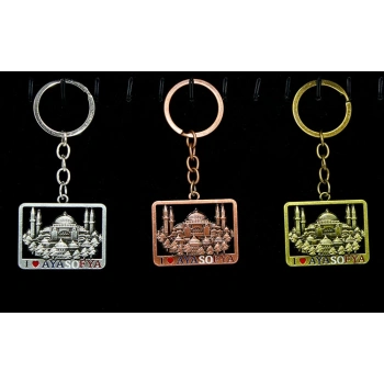 Metal Ayasofya Anahtarlık Kare Tasarım