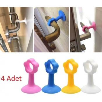 Renkli Vantuzlu Geçmeli Kapı Kolu Stoper 4lü Set
