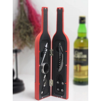 Şişe Tirbuşon Seti Büyük Boy Kırmızı