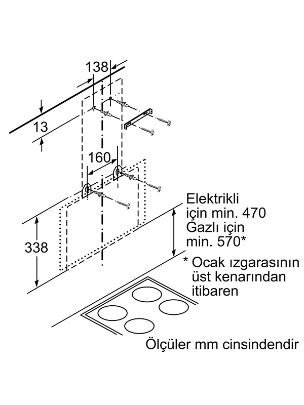 Bosch DWK065G60T 60 cm Cam Davlumbaz Siyah