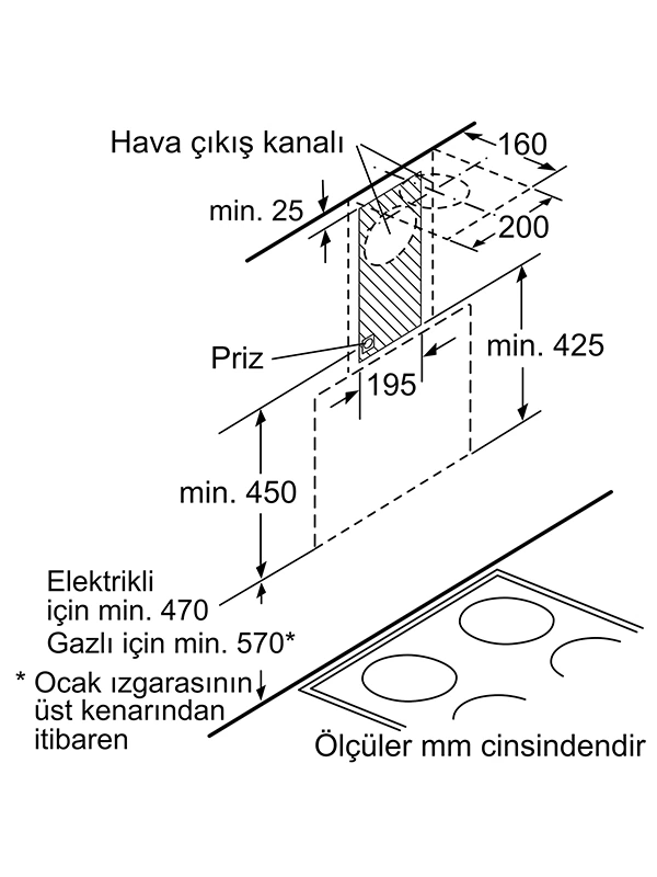 Bosch DWK065G60T 60 Cm Cam Davlumbaz Siyah