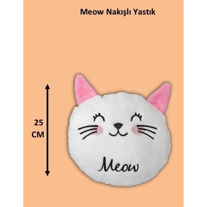 meow nakışlı yastık peluş 25 cm