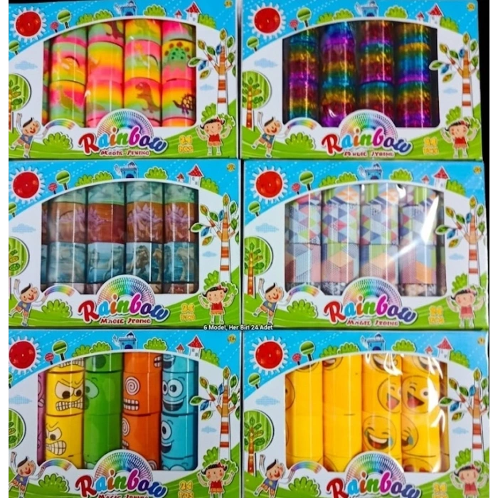 Rainbow Magic Spring - 24lü Paket Stres Yayları (6 Farklı Model)