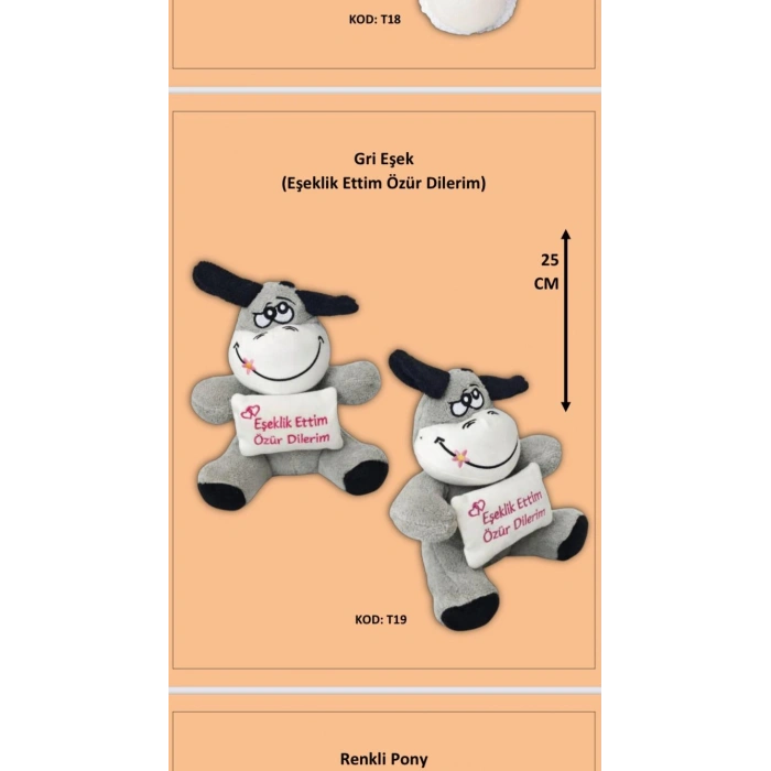 sevimli eşek peluş25 cm