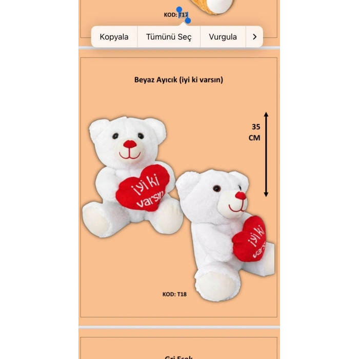 sevimli peluş ayı 35 cm
